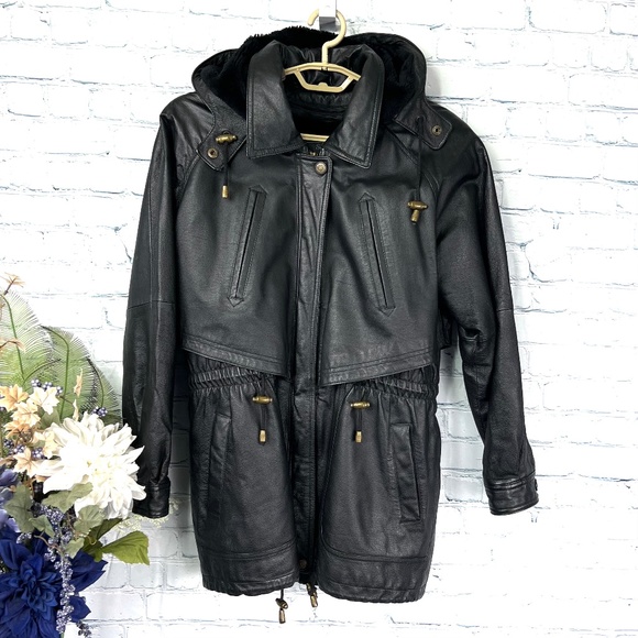 Sergio Vadducci Other - |•SERGIO VADDUCCI•| Leather Jacket Plush Hooded Plush Lined Full Zip Drawstring